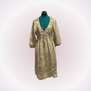 Universal Thread tan neutral peasant top long sleeve maxi dress | Sz M